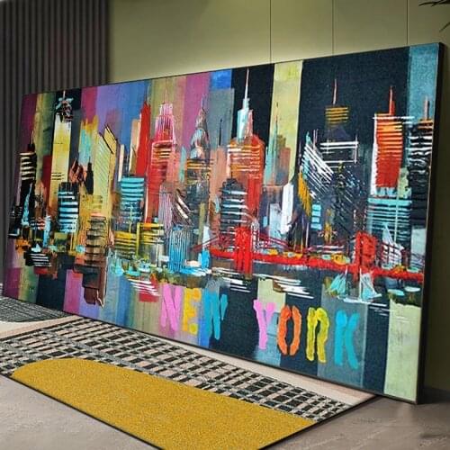 Abstract City Building canvas painting cheap posters and print wall art pictures for living room dinning room decor no frame