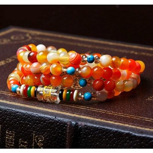 Natural Crystal Agant Bracelet Tibet Buddhist Buddha Meditation Jewelry 108 Prayer Bead Mala Bracelet/Necklace