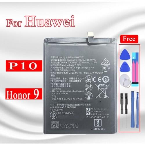 3200 MAh Phone Battery HB386280ECW for Huawei P10 Honor 9 High Quality Replacement Bateria Rechargeable Batteries Fast Shipping
