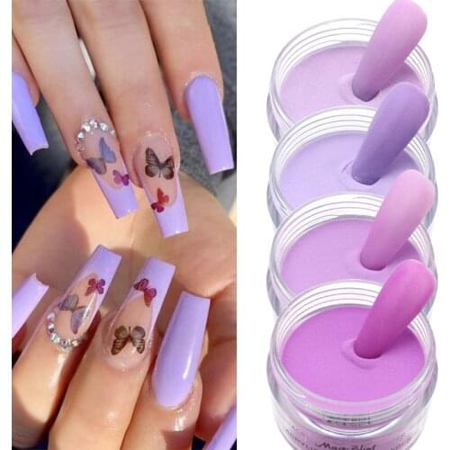 15g Nail Acrylic Powder Extend Purple Color Acrylic Powders Gel Dust Nails Art Design Carved Pattern Dust Manicure Accessories