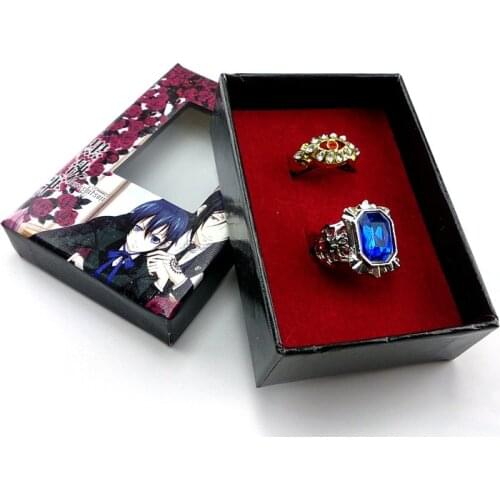 COSSUN Black Butler Cosplay Accessories Ciel Phantomhive Ring Cartoon Necklace Pendants Bracelets Badge set for Gift