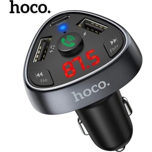 Hoco Car Charger Bluetooth Wireless FM Transmitter MP3 Player Dual USB LCD Car Phone Charger PD 18W Fast Charger Car Accessories