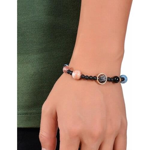 Solar System Eight Planets Chakra Charm Onyx Emperor Stone Natural Stone Healing Adjustable Balance Bracelet For Unisex Girl