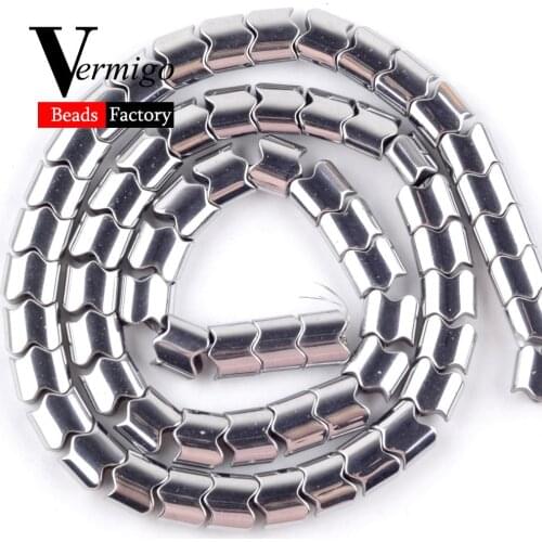 Natural Silver Plated Wave Shape Hematite Stone Beads For Jewelry Making DIY Bracelet Spacer Beads 5x4mm 6x5mm 8x8mm 15"