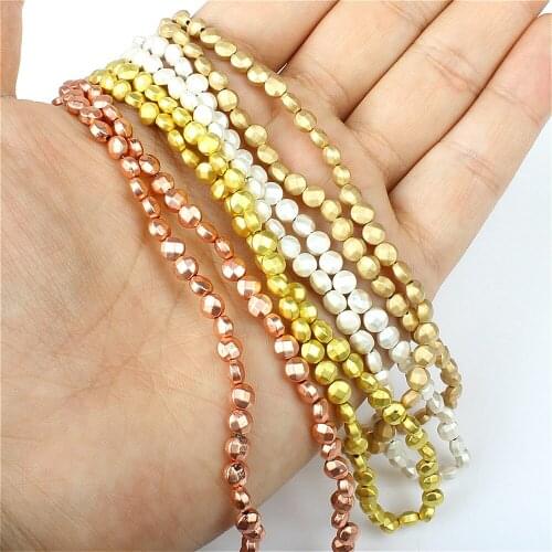 Natural Stone Hematite Flying Saucer Shaped Loose Beads 4.5x3mm Flat Round Gasket Used to Make DIY Bead Bracelet Necklace 15Inch