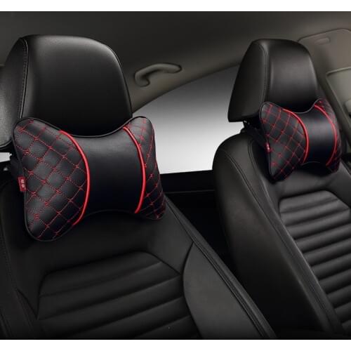 DERMAY High Quality 2PCS Classic Car Neck Headrest Pillow Double Sides PU Leather 5Colors