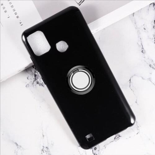 For Tecno POP 4 Pro 4Pro Back Ring Holder Bracket Phone Case TPU Soft Silicone Cover