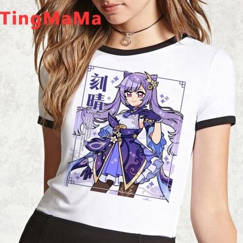 Genshin Impact T Shirt Men Hot Game Graphic Tees Kawaii Summer Tops Harajuku Cartoon T-shirt Funny Hip Hop Keqing Unisex Male