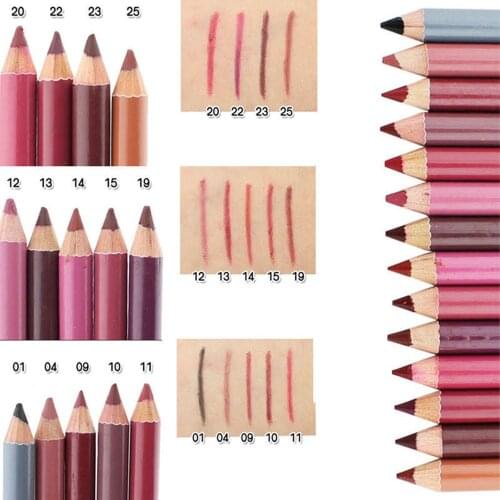 12 Colors Fashion Lipstick Makeup Pencil Long Lasting Pigments Waterproof Matte Lip Liner Lipstick Pen Makeup Tool