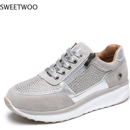 Women Casual Shoes 2021 New Fashion Wedge Flat Shoes Zipper Lace Up Comfortable Ladies Sneakers Female Vulcanized Shoes