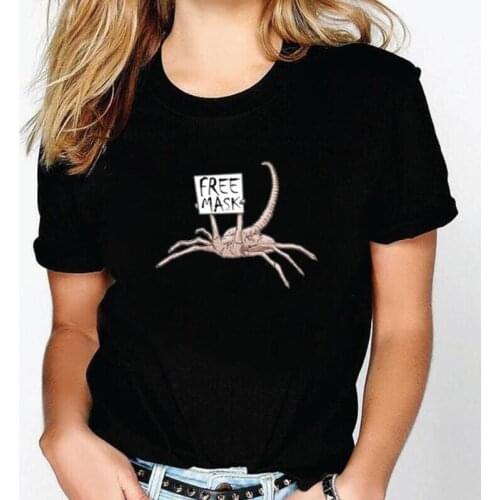 Summer Fashion Tee Shirt Femme Alien Facehugger Horror Print Women Tshirt Plus Size T-shirt Casual Short Sleeve Camiseta Mujer