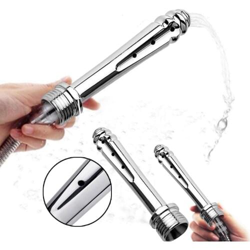 Metal Anal Douche Vaginal Cleaner Wash Cleansing Enema Bidet Faucet Stainless Steel Metal Anal Dilator Shower Heads Tools