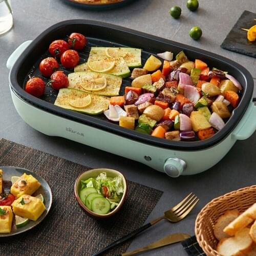 Bear 220V Multi-function Cooking Pot, Household Frying Pan Electric Grill, Smokeless Grilled Fish Barbecue Machine