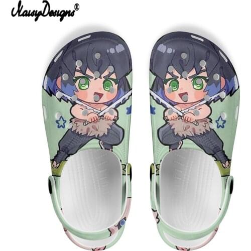 NOISYDESIGNS Men Sandals Summer Hole Shoes Rubber Shoes EVA Soft Sole Garden Shoes Anime Beach Flat Sandals Home Slippers 2021