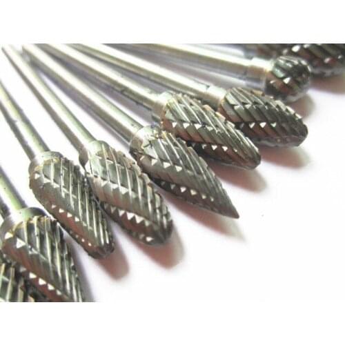 10x 3mm 1/8" Tungsten Carbide Burr Bur Rotary Cutter files Set CNC Engraving