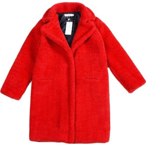 0911 European and American New Fashion Women Winter Clothing sheeps sheared Long Overcoat Faux Fur Coat