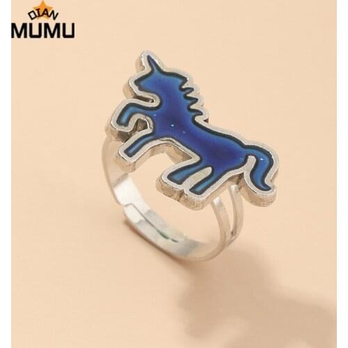New Fashion Cute Unicorn Butterfly Mood Rings Clover Star Moon Anel Change Color Temperature Emotion Feeling Ring For Women Gift