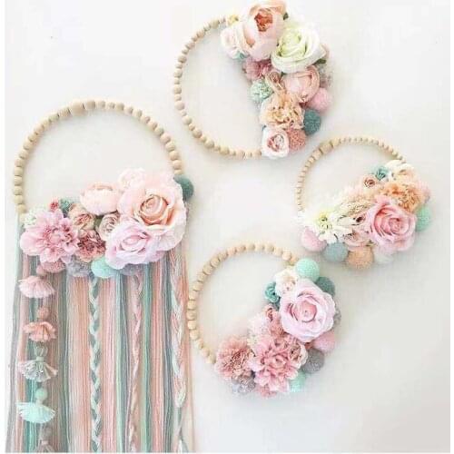 New Arrivals Nordic Style Wooden Beads Hair Ball Garland Tassel Wall Decoration Girl Hair Accessories Photography Props Hot Sale