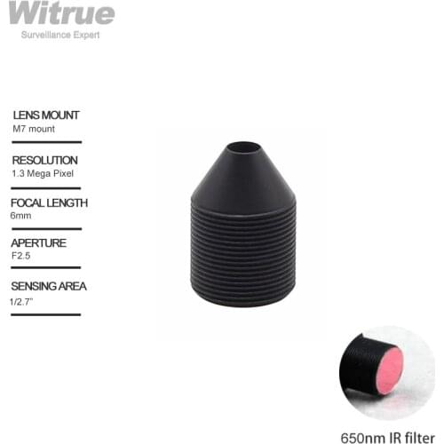 Witrue Pinhole Lens M7 X P0.35 Mount 1.3 Megapixel 6mm 1/2.7" F2.5 with 650nm IR Filter for Mini Camera CCTV Security Cameras