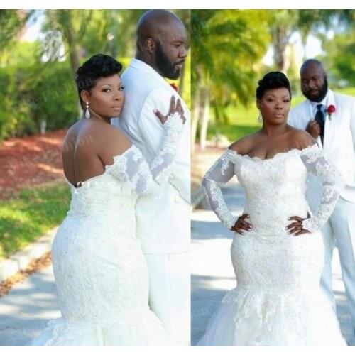 South African Lace Appliques Mermaid Backless Wedding Dress Illusion Long Sleeve Church Garden Bride Bridal Gown Custom Made