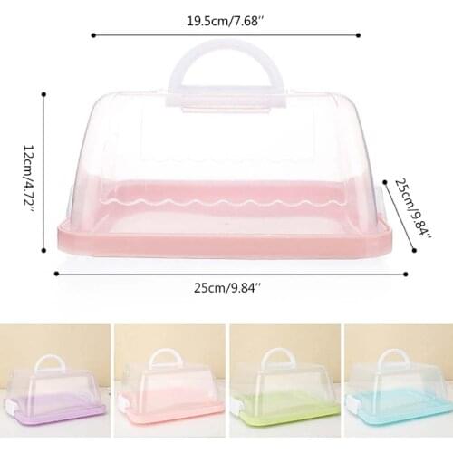 Portable Plastic Square Cake Box Cupcake Dessert Container Case Handheld Carrier Wedding Birthday Kitchen Supplies