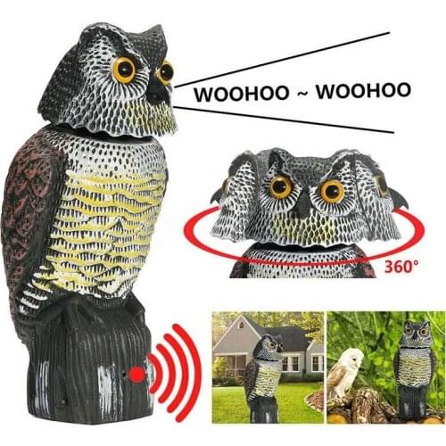 Realistic Owl Pest Deterrent Handmade Birds Hunting Decoy Scarer Repeller Pest Control Scarecrow Garden Yard Move