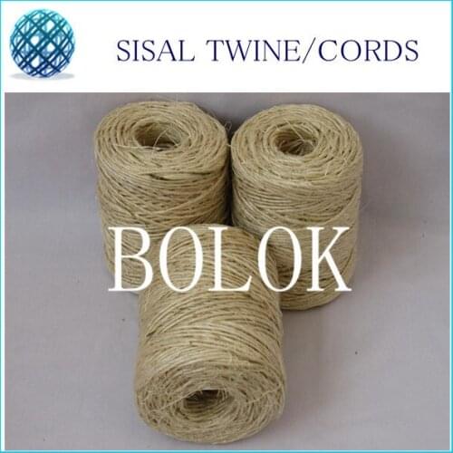 Free shipping 15pcs/lot natural sisal fibre twine (dia.: 1.5mm, 1 ply twisted)80m/spool, sisal packing twine