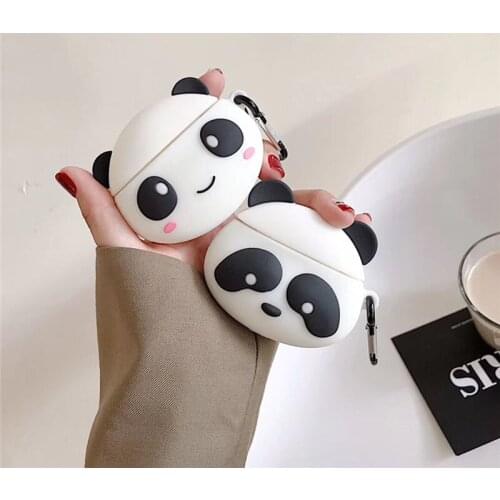 3D Cartoon Panda Silicone Cover for Apple airpods Cute Protective Case for airpods 1 2 Bluetooth Earphone Case Accessories