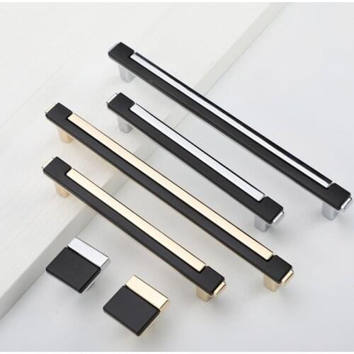 JD Modern Wardrobe Handle Nordic Drawer Wine Cabinet Door Handle Black Chrome Square Furniture Handle Hardware
