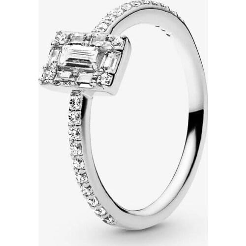 Sparkling Square Rings for Women 925 Sterling Silver Wedding Engagement Ring Silver Jewelry Bijoux anillos