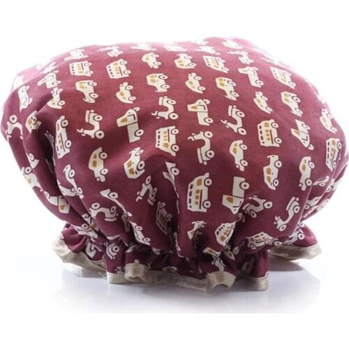 Shower Cap Waterproof Adult Female Double Layer Bath Hair Cover Shower Head Band Hat Bath Hair Oil Resistant Smoke Toupee