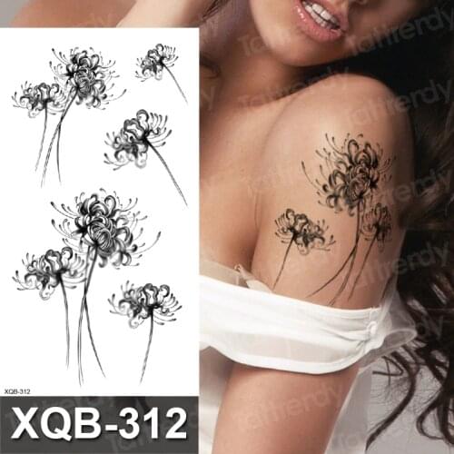 Temporary tattoo peony dandelion daisy flower women tatoo girl sexy arm shoulder sleeve tattoo sticker waterproof watercolor