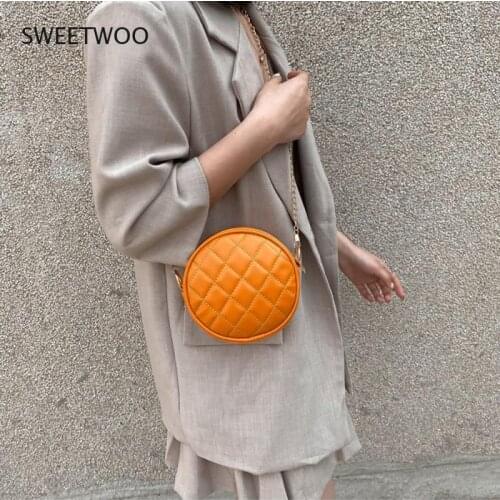 Women Round Handbags 2021 New High Quality Pu Leather Crossbody Bags Female Small Wallet Diamond Messenger Bags Chain Shoulder