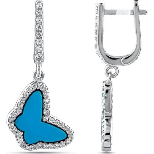 Butterfly Statement Model Drop Earrings Social Butterfly Long Earrings Korean Style Earrings 925k Silver Animal Women Jewelry