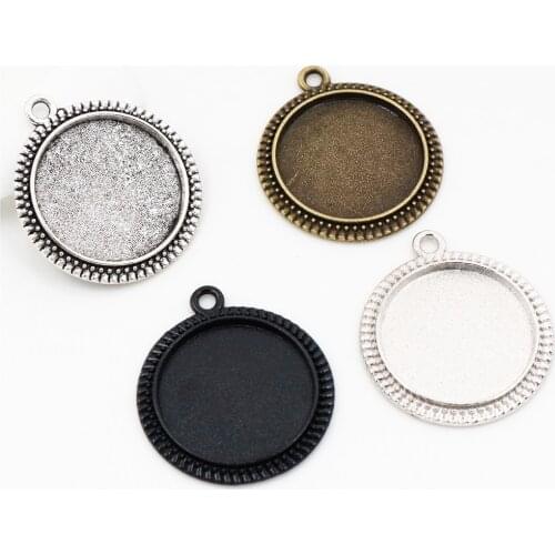 10pcs 20mm Inner Size Antique Silver Plated and Bronze and Rhodium and Black Classic Style Cabochon Base Setting Charms Pendant