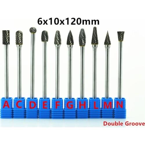 10pcs 6x10x120mm Long Tungsten Carbide Burrs 6mm rob for dremel Grinding Steel Grinding Wood Grinding