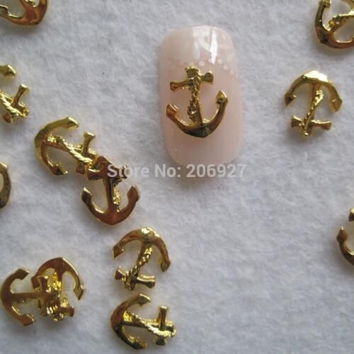 MD-658 10pcs Fancy Gold Anchor Deco Metal Charms Metal Deco Charms Nail Art