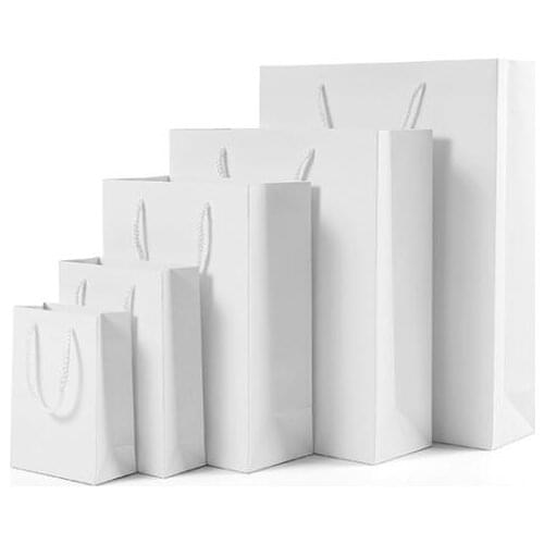 10 Pcs/lot Gift Bags For Clothes Books Packaging Paper Box Bags Kraft Paper Gift Bag With Handles High-end White Paper bags