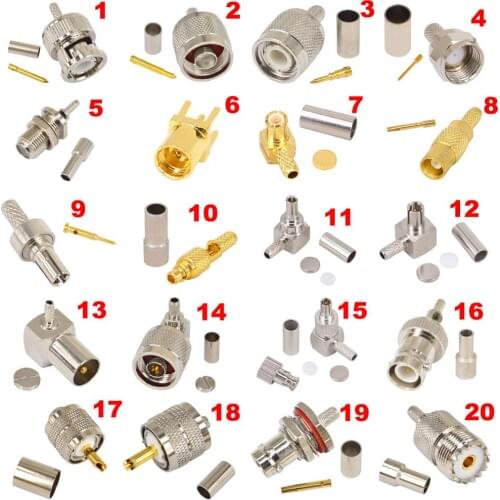 5 PCS RF Coaxial Connector Crimp BNC TNC N F TV TS9 MCX MMCX male female Connector for Cables