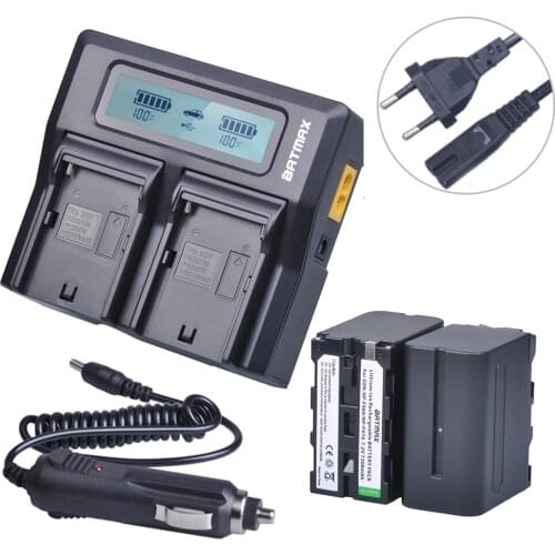 2pcs NP-F970 F970 NP-F960 Rechargeable Battery+1 Ultra Rapid Dual Charger for Sony F975 F970 F960 F950MC1500C 190P 198P