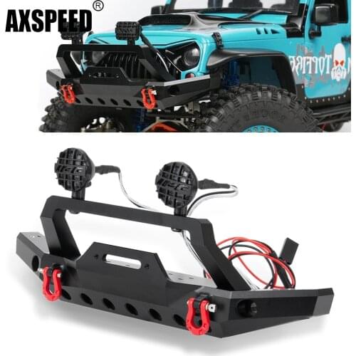 AXSPEED Metal Aluminum Front Bumper with Tow Hook & Led Light for Traxxas TRX-4 TRX4 1/10 RC Crawler Car Upgrade Parts