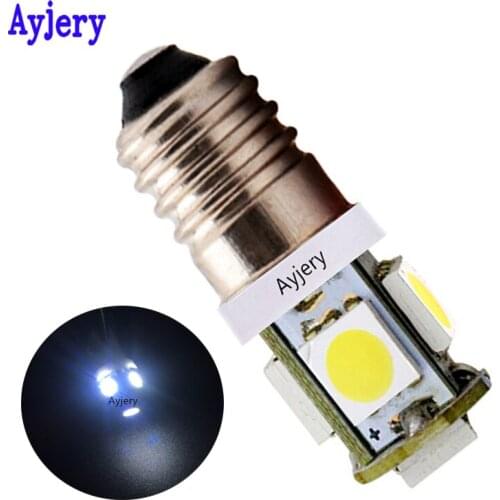AYJERY 50pcs 12V E10 5 SMD 5050 3 Chips LED Screw Light Bulb E10 Led Light White Red Blue Amber Instrument Car Reading Light