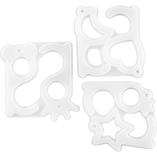 BMBY-Diy Crystal Epoxy Mold Contactless Keychain Press Elevator Door Opener Necklace Pendant Silicone Mold