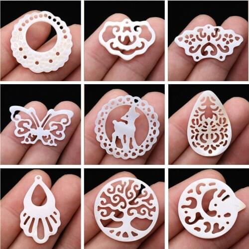 10pcs Natural Shell Animals Beads White Mother of Pearl Shell Loose Beads for Making Women Jewelry Necklace Bracelet Accessories