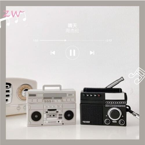 Airpods case restore music recorder player 80memories 3d soft silicone funny style protective cover earphone case with hook