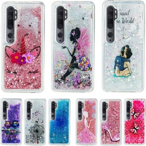 Mi Note 10 Soft Case on For Funda Xiaomi Mi Note 10 Case for Etui Xiaomi Mi Note 10 Pro Cover Dynamic Liquid Glitter Phone Cases