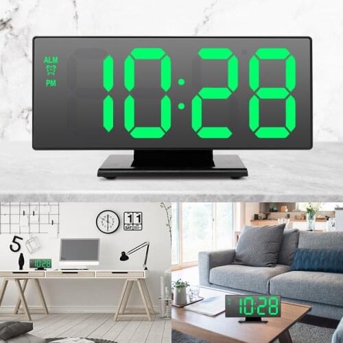 Digital Alarm Clock LED Mirror Clock Multifunction Snooze Time Display Night Light LCD Desktop Desktop Despertador USB Cable