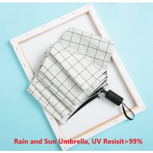 Rain and Sun Umbrella Very Small Fashion Plaid Umbrella Vinyl Umbrella Pocket Sun Protection And Ultraviolet Protection Parasol