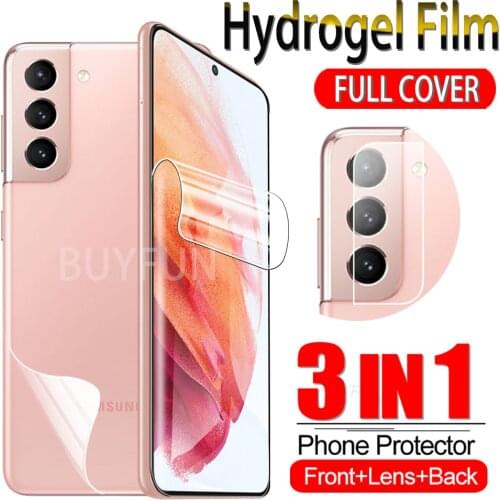 3in1 Hydrogel Film For Samsung Galaxy S21/S2+/S21 Ultra 5G Screen Protector On Samsang S 21 Plus Full Cover Front+Back+Lens Film