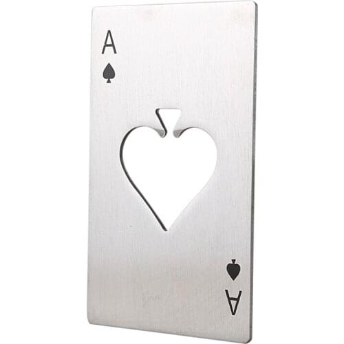 Playing Card Ace of Spades Poker Bar Tool Soda Stainless Steal Beer Bottle Cap Opener